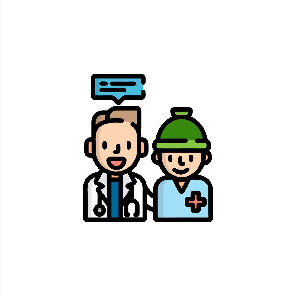 A doctor and patient icon with a speech bubble vector
