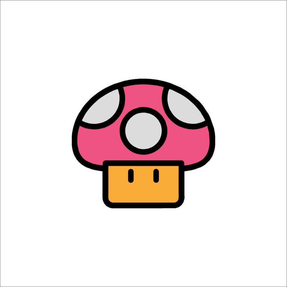 A mushroom icon with a pink and gray color vector