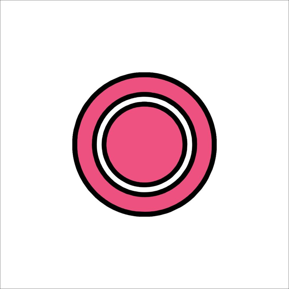 A pink circle with a black line around it vector