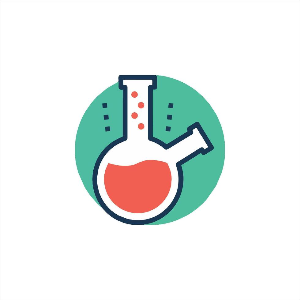 A laboratory flask with a red liquid inside vector