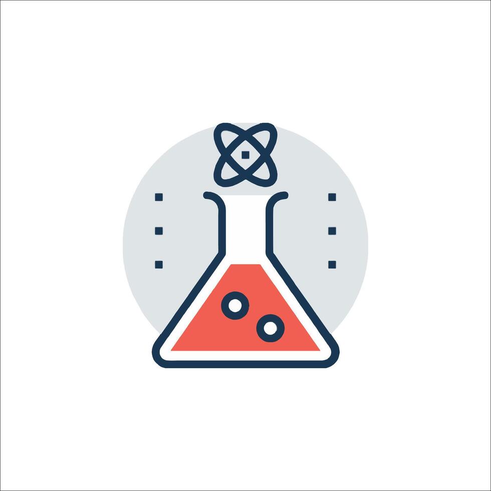 A science lab flask icon with a red and blue color vector