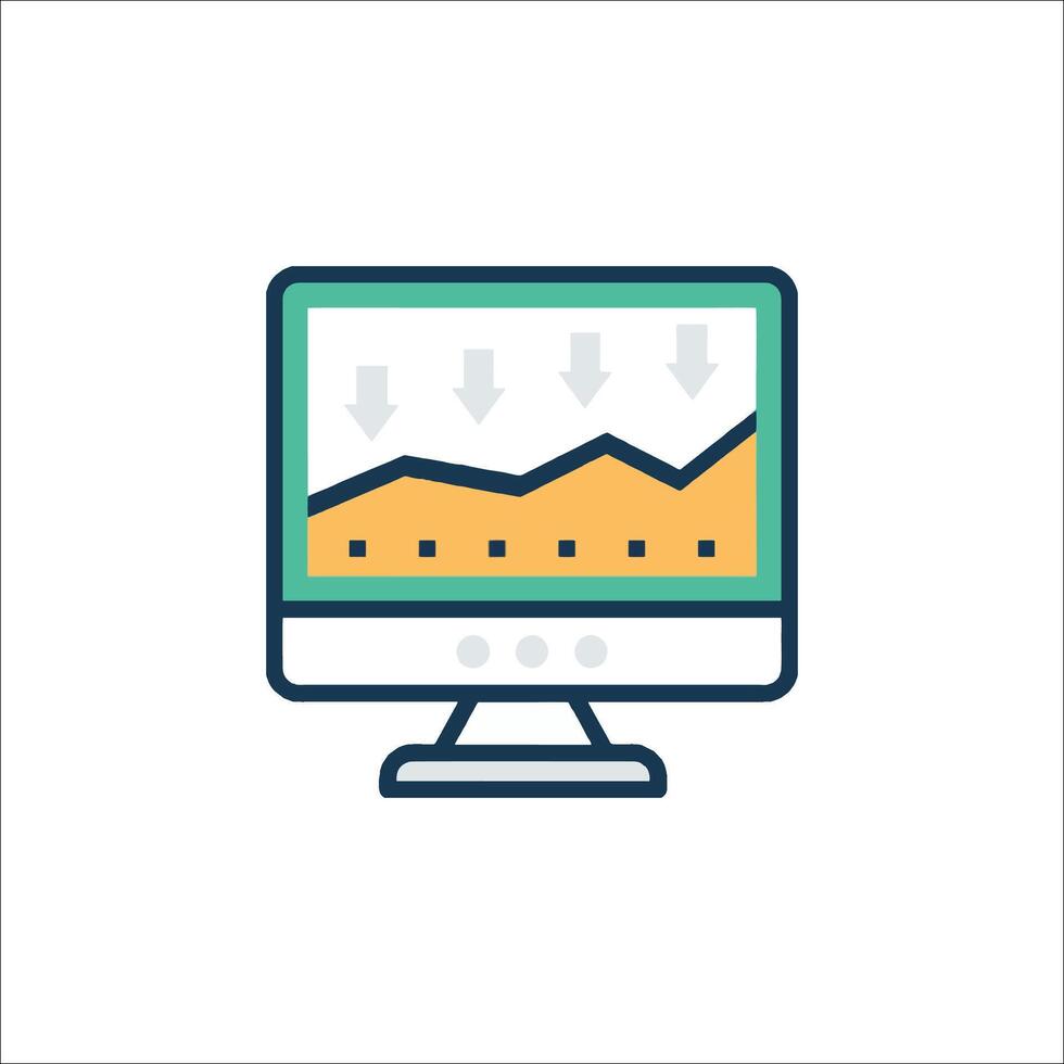 A computer monitor with a graph on it vector