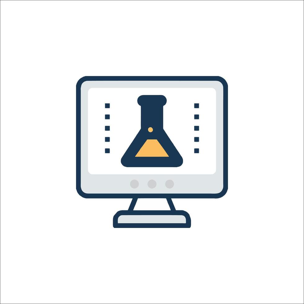 A computer monitor with a flask on it vector