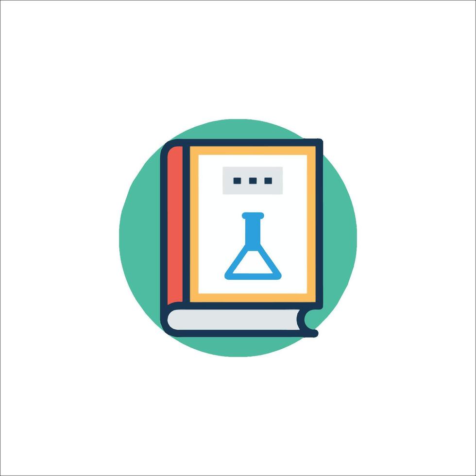 A book with a flask on it and a test tube vector