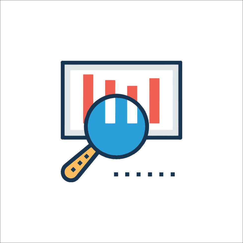Magnifying bar chart icon illustration vector
