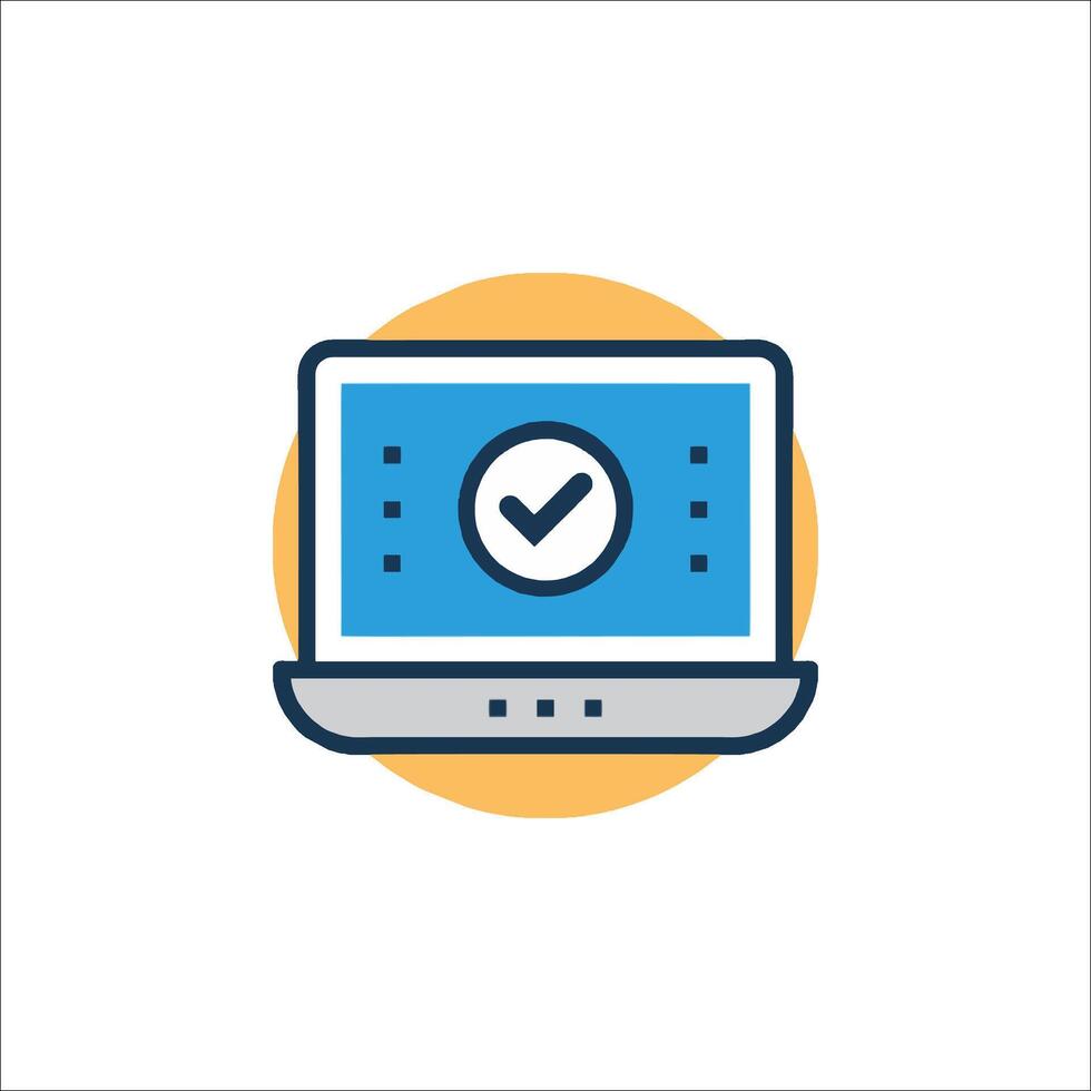 A laptop with a check mark on it vector
