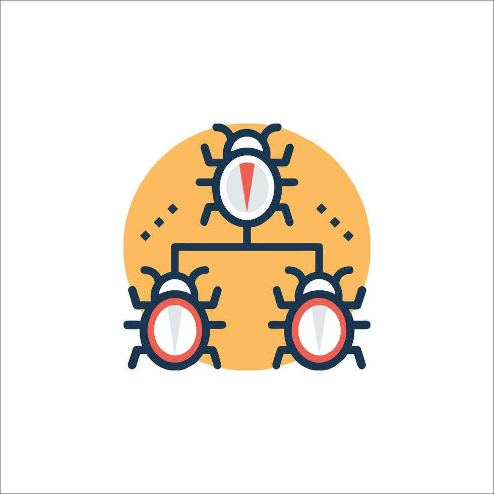 A bug icon with two bugs on top of it vector