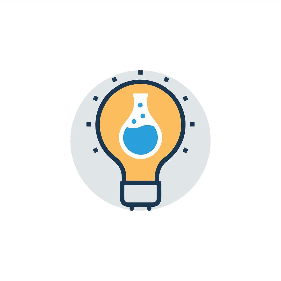 Light bulb with blue liquid inside, icon design vector
