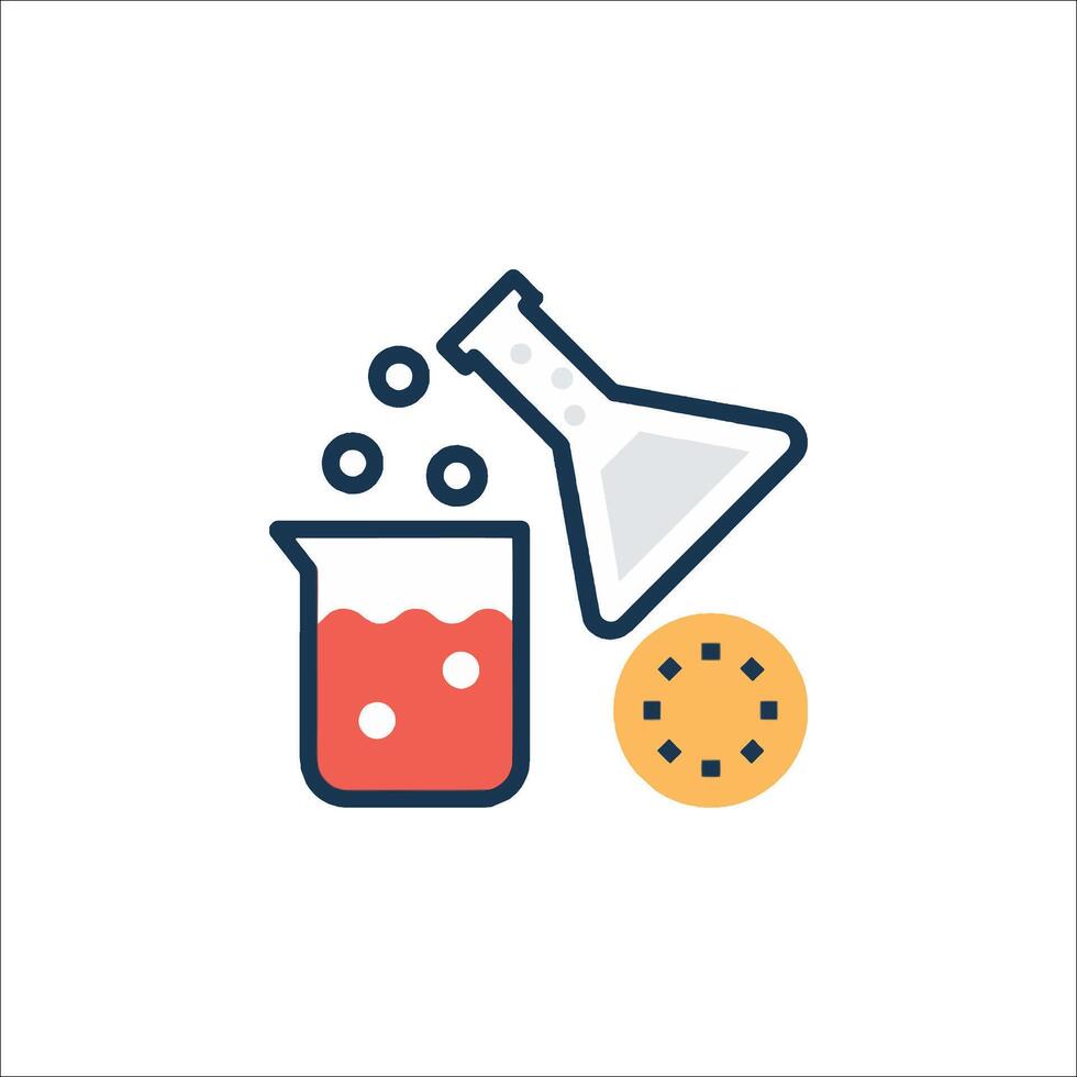 A chemical flask and cookie icon vector