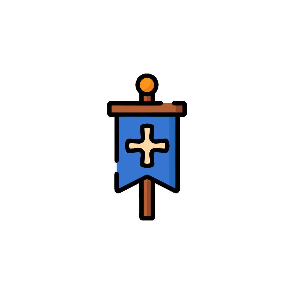 A blue and orange flag with a cross on it vector