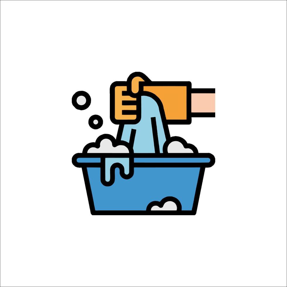 A hand washing a bowl with soap and water vector