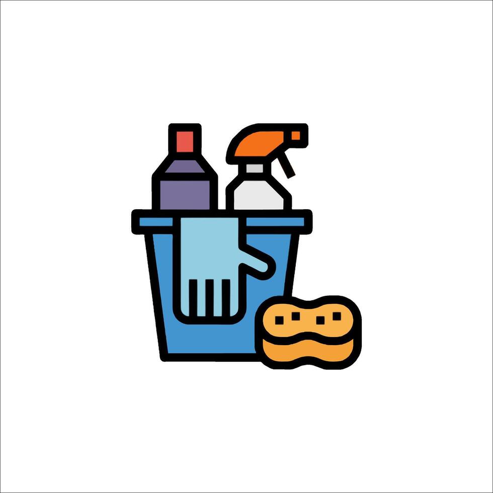 A bucket with cleaning supplies and a glove vector
