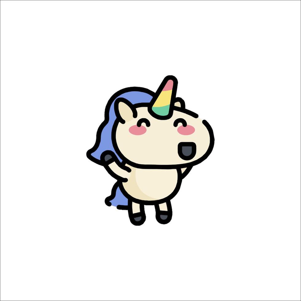 A cartoon unicorn with a blue hat and a pink horn vector