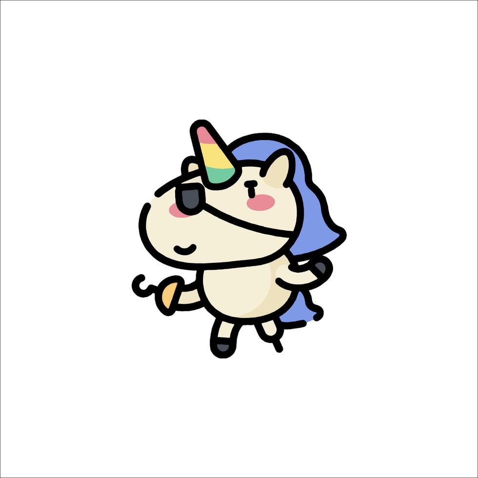 A cartoon unicorn with a pirate hat on vector