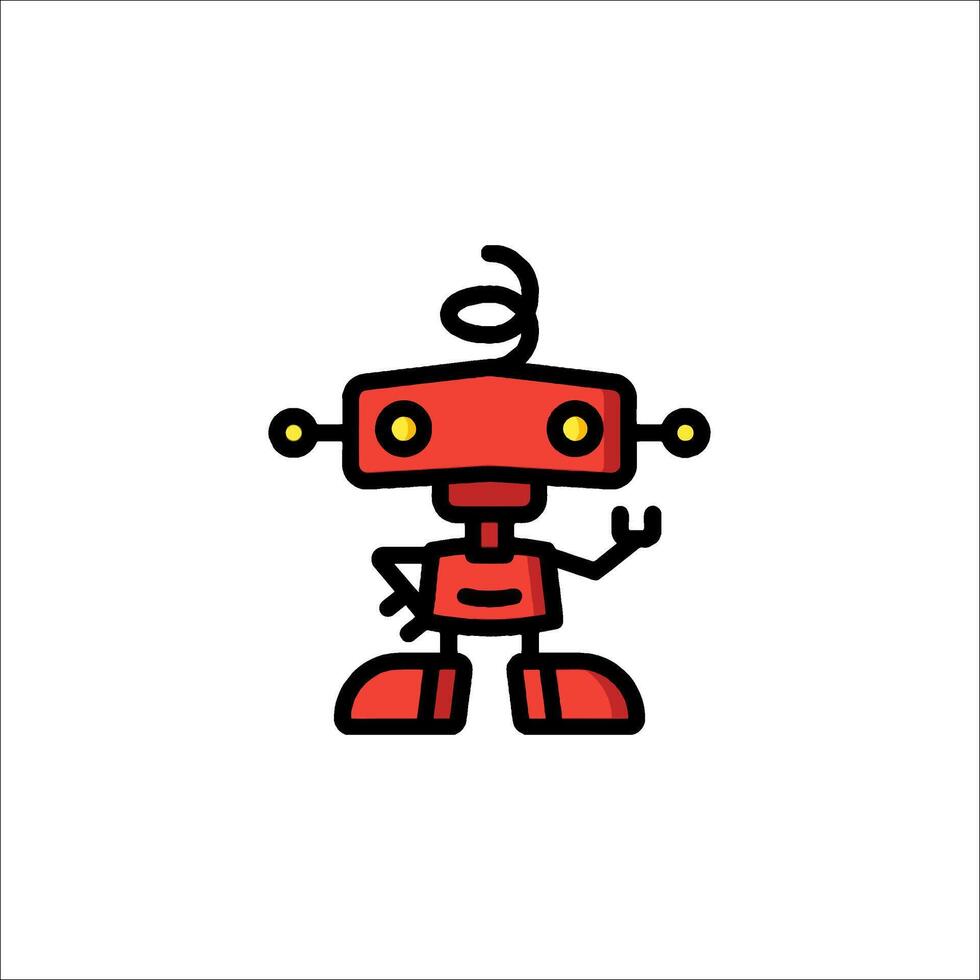 A red robot with a yellow head and arms vector