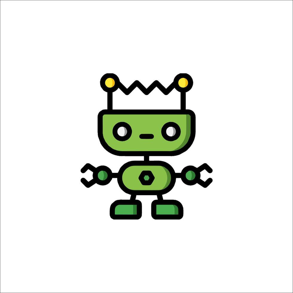 A green robot with a crown on its head vector