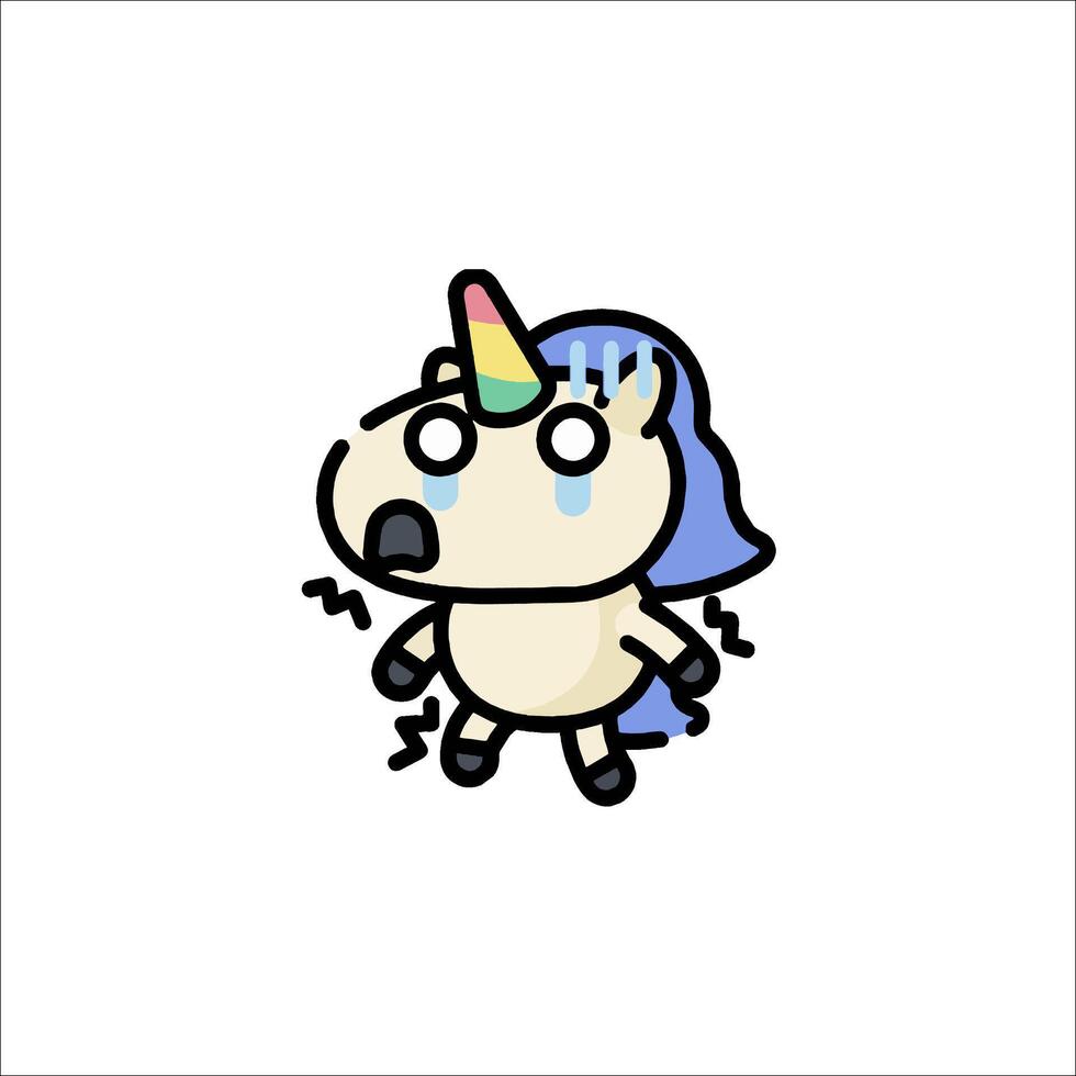 A cartoon unicorn with a blue hat on its head vector