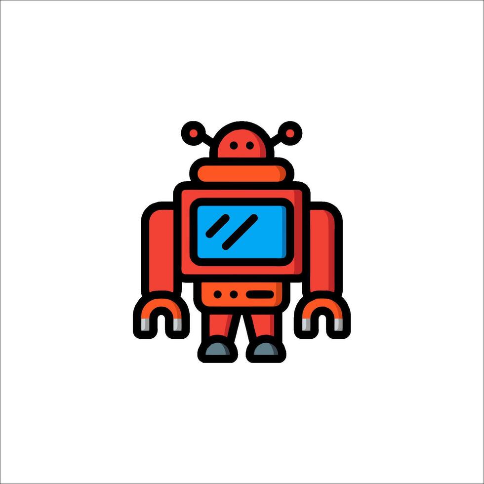 A robot icon with a blue and red background vector