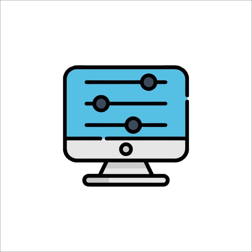A computer monitor with a blue icon vector