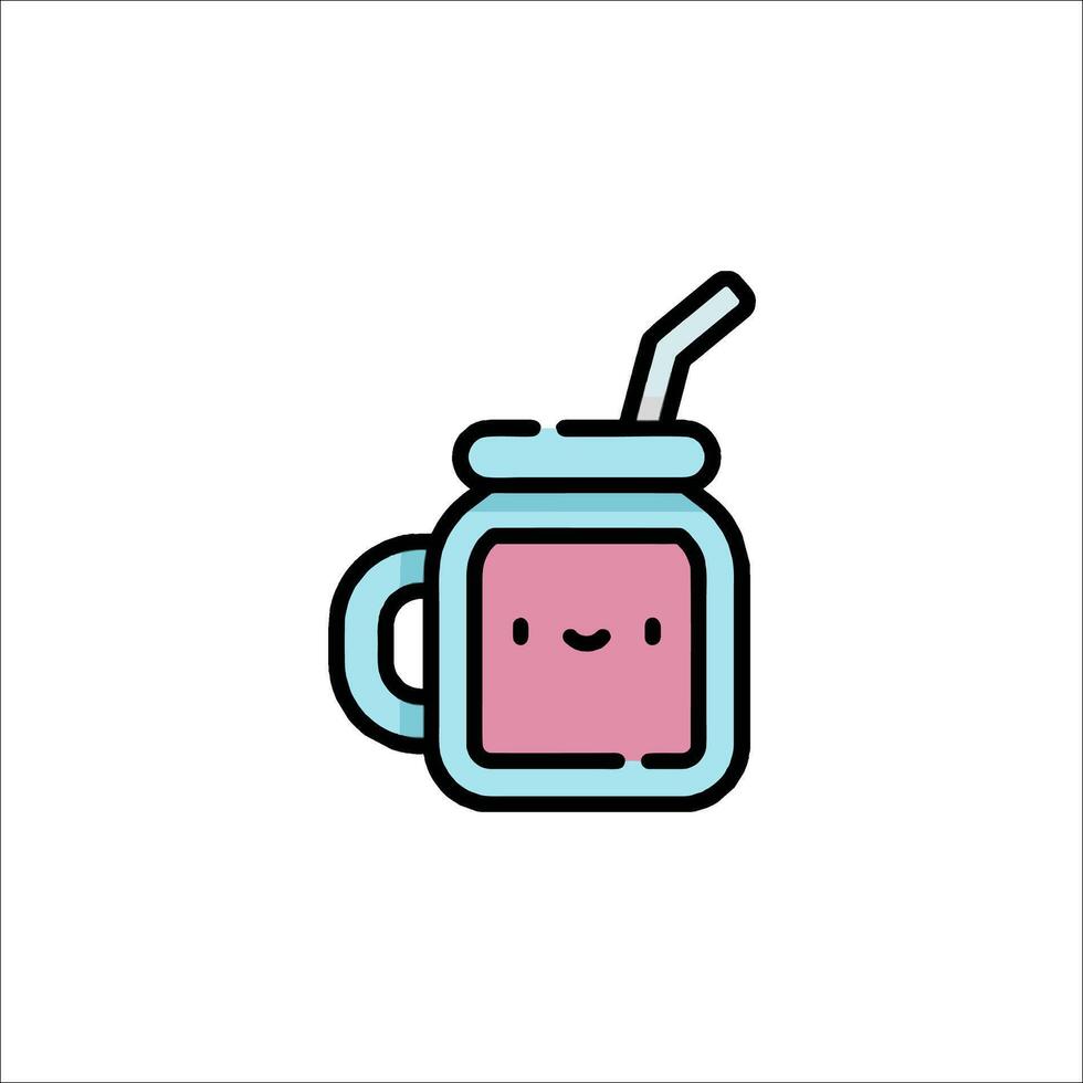 A cute cup of milk with a straw vector
