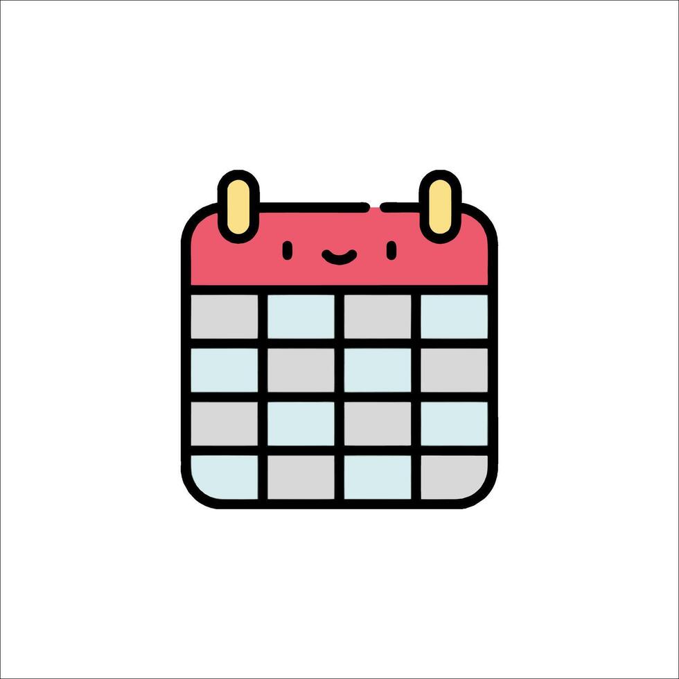 A calendar icon with a smiley face vector