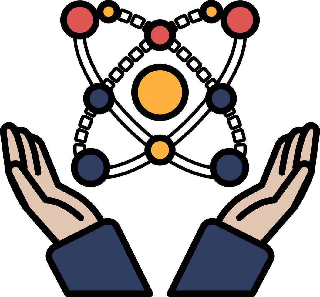 A hand holding a sphere with a string attached to it vector
