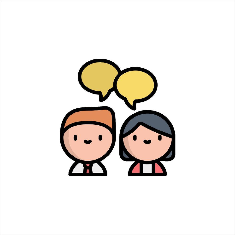Two people talking with speech bubbles above them vector