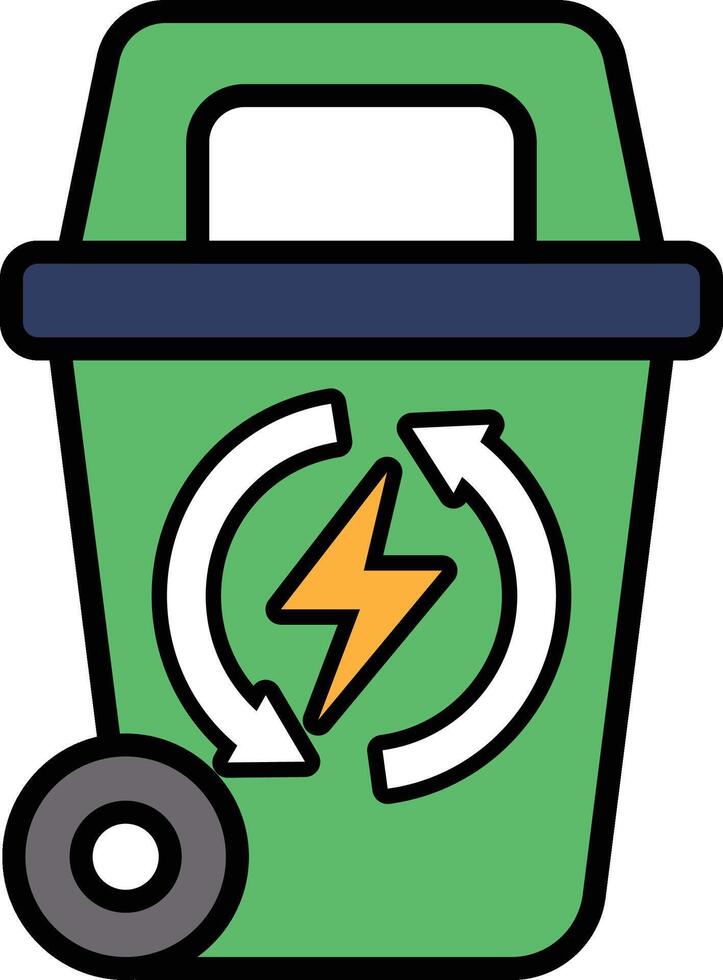 A green trash can with a lightning bolt on it vector