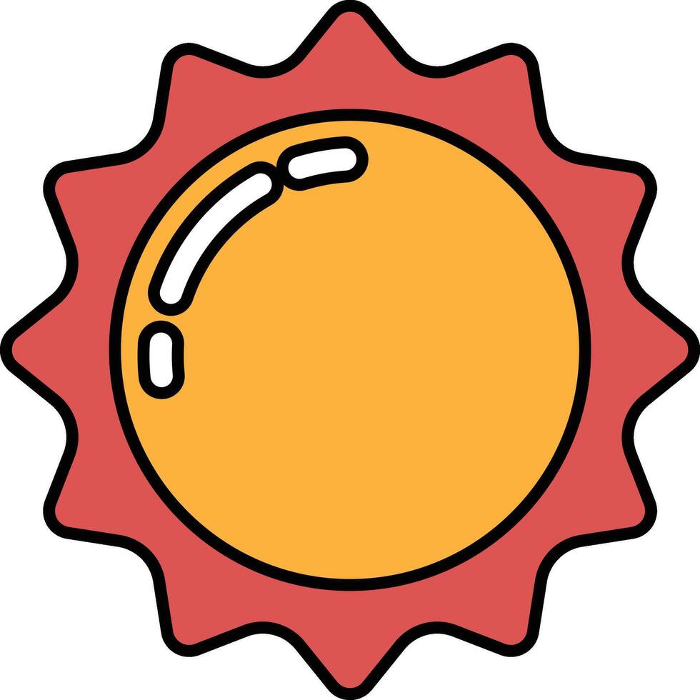 A yellow sun with a red outline vector
