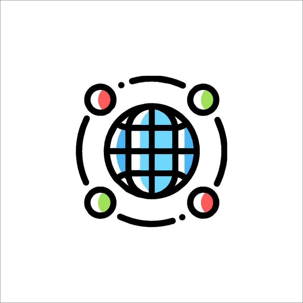 A globe with a circle around it and a circle around it vector