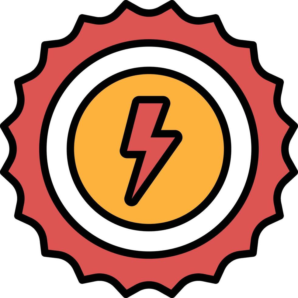 A red and yellow circle with a lightning bolt in the center vector