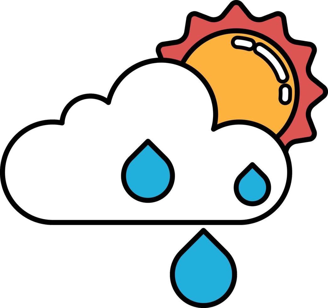 A cartoon drawing of a cloud with rain falling from it vector