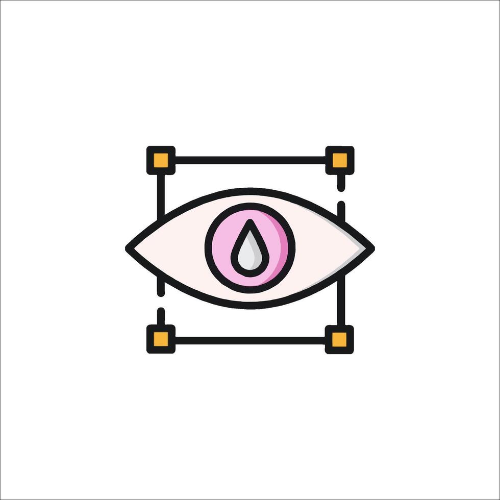 An eye icon with a drop of water in the center vector