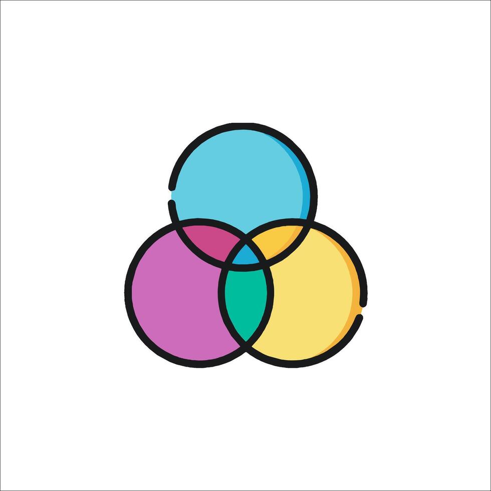 Three venn diagrams on a white background vector