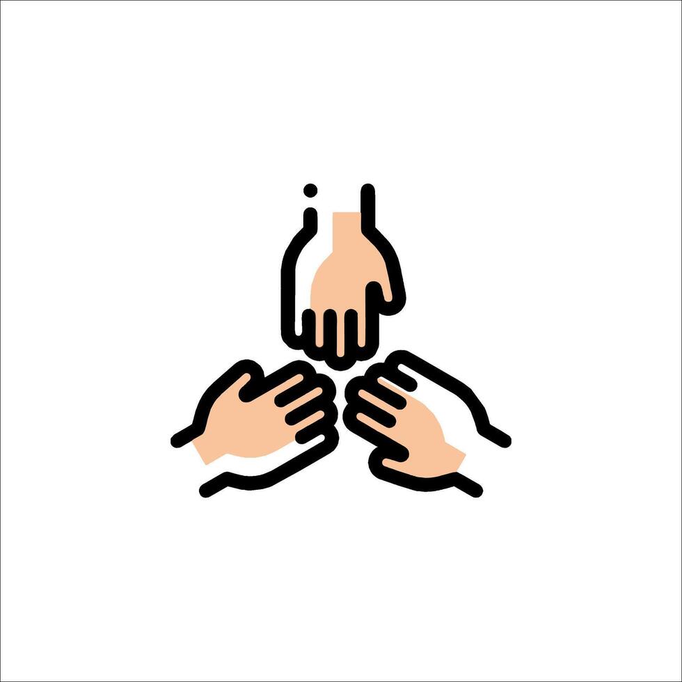 A group of hands reaching up to each other vector