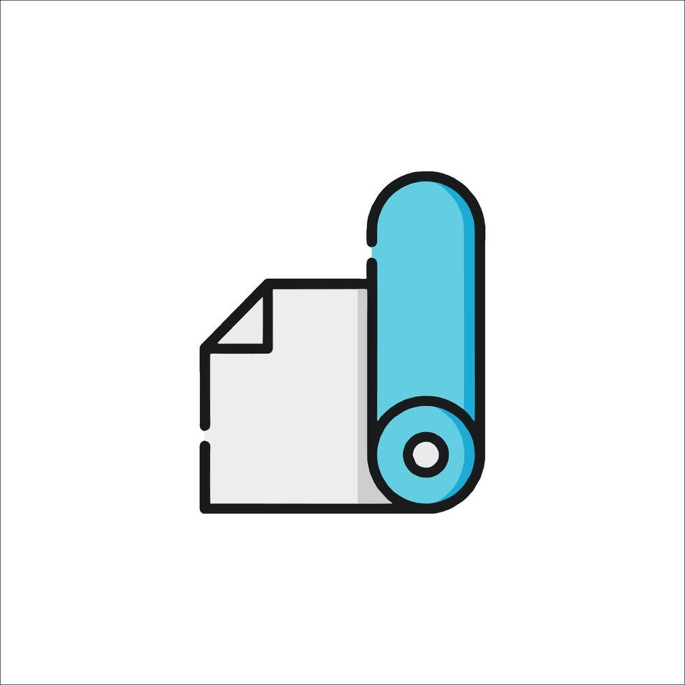 A blue and white icon of a roll of paper vector
