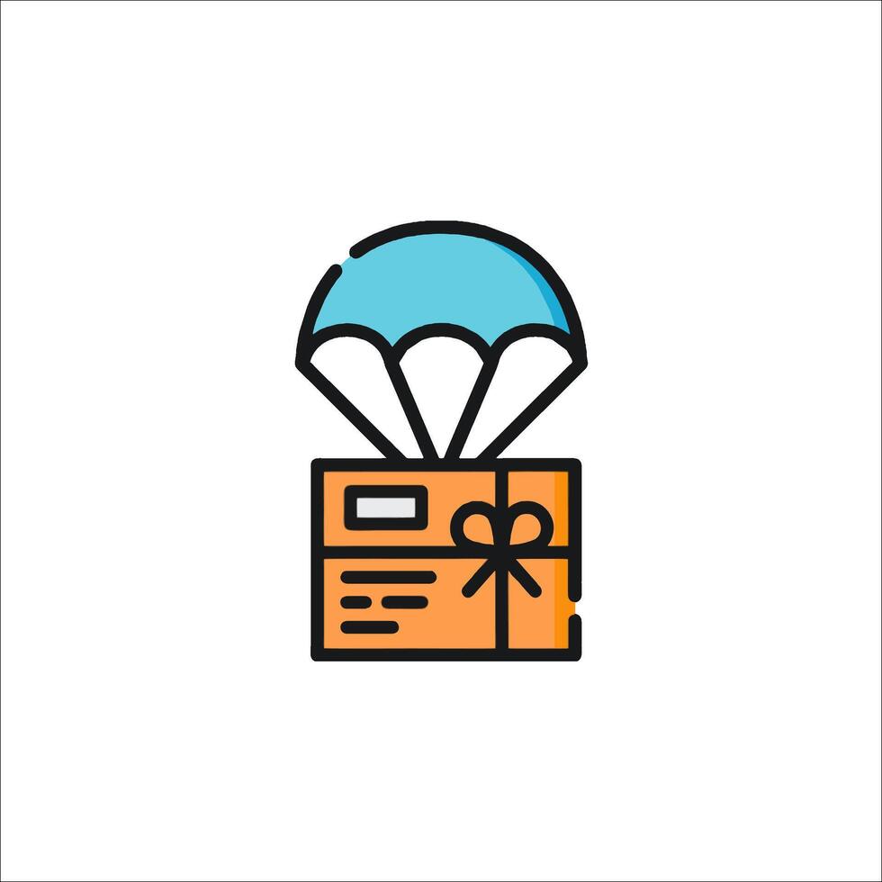 A parachute with a box on top of it vector