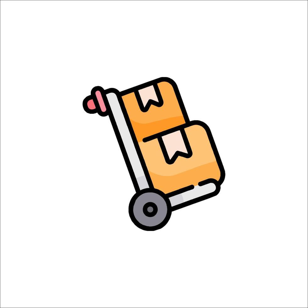 A hand truck with a box on it vector