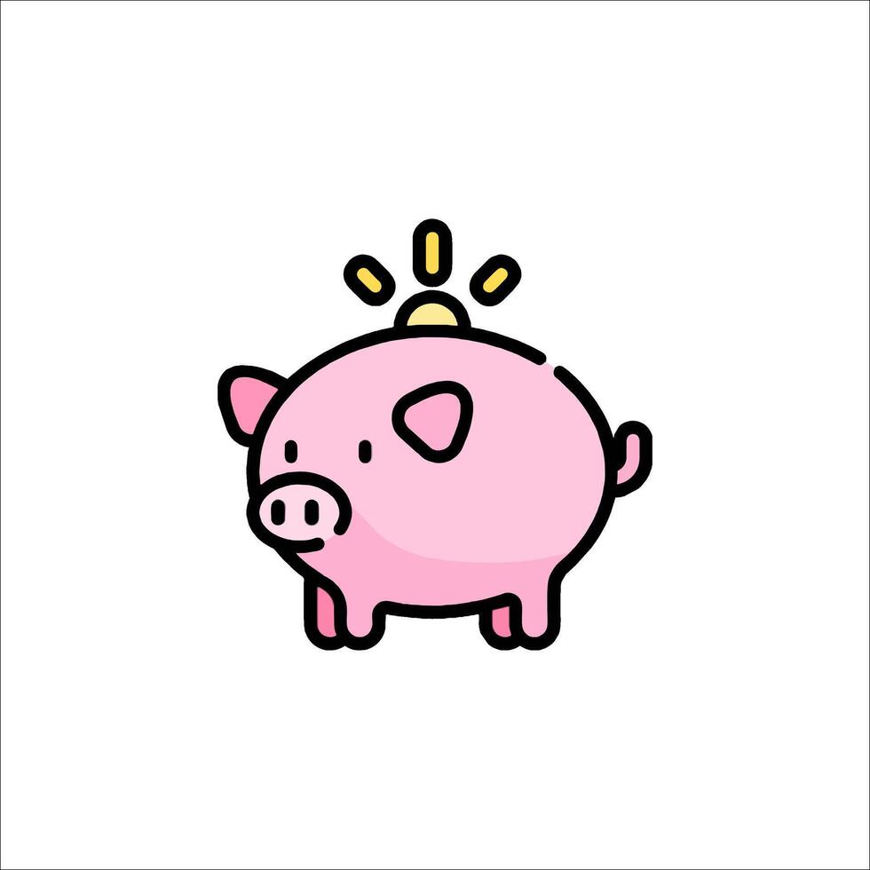 A cartoon pig with a light shining on it vector