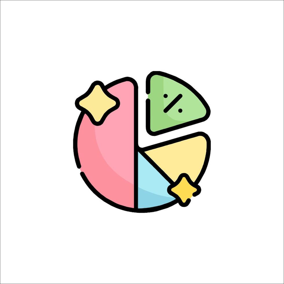 A colorful pie chart icon with a slice of pie vector