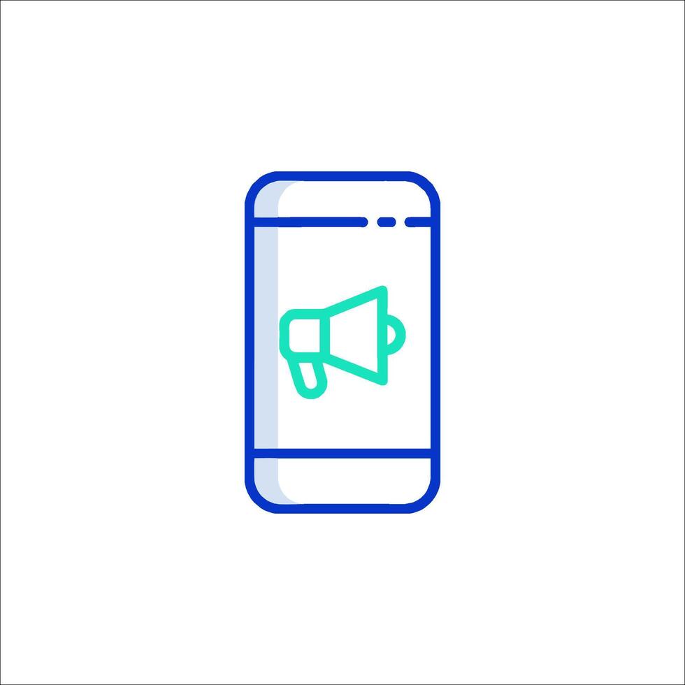 A phone with a megaphone icon on it vector