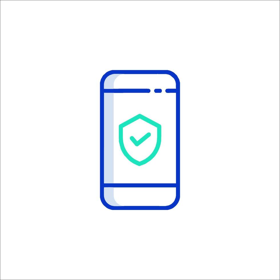 A phone with a shield icon on it vector