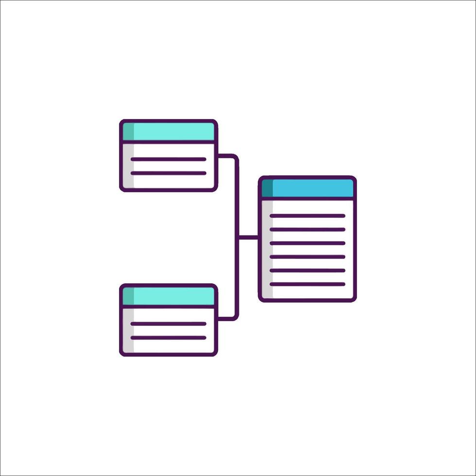 A diagram of a database with two columns vector