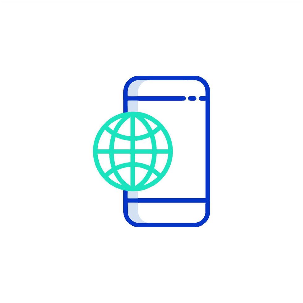 Mobile phone with globe icon vector