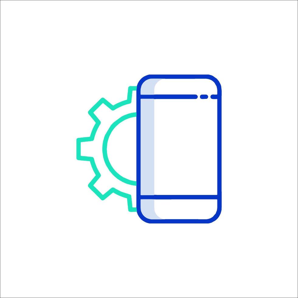 A smartphone with a gear wheel and a gear icon vector