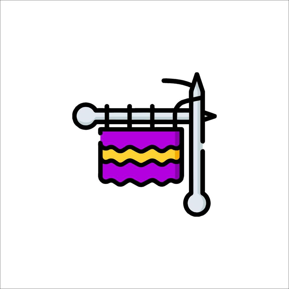 A purple and yellow sign with a hammer and nail vector