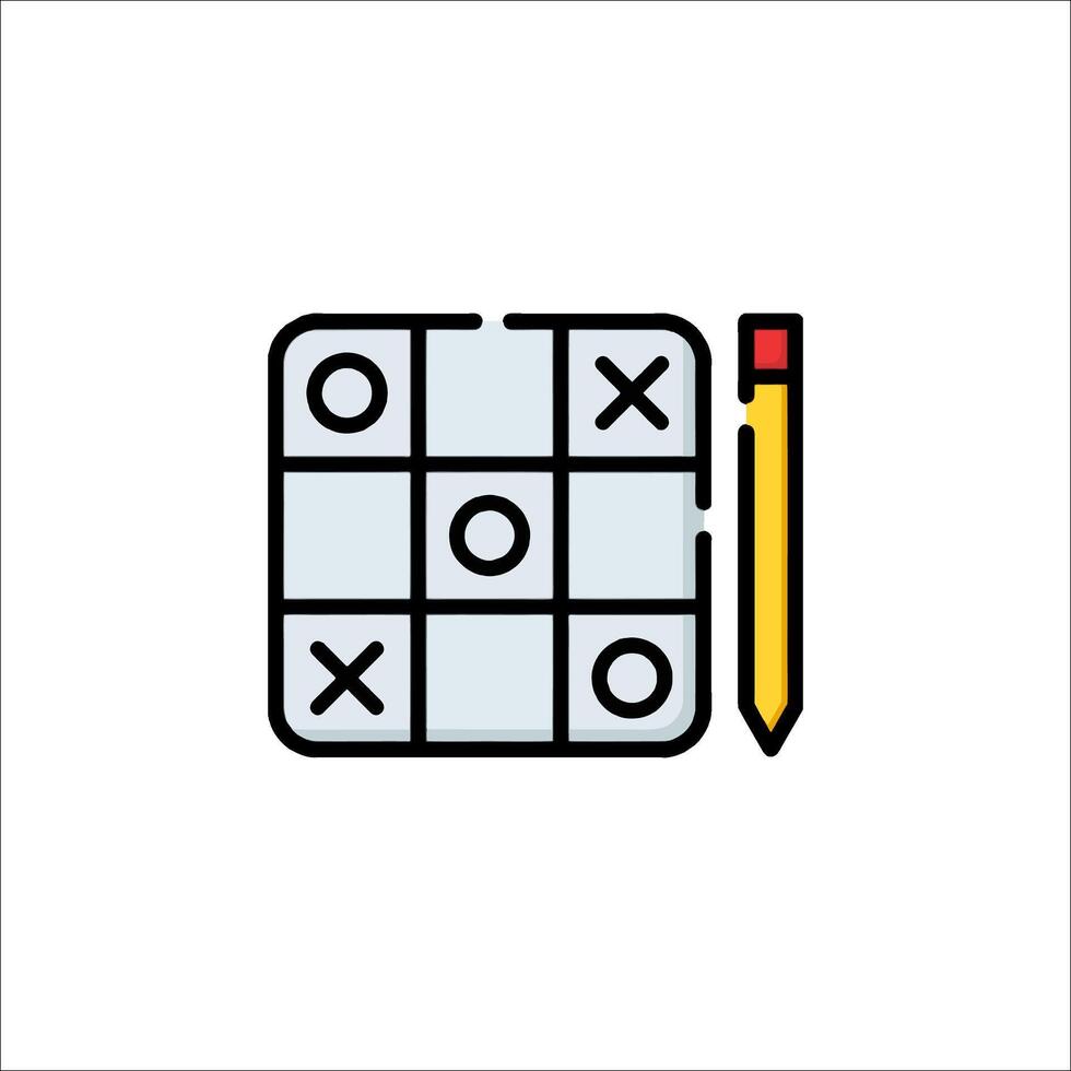 A tic tac toe game with a pencil and a square vector