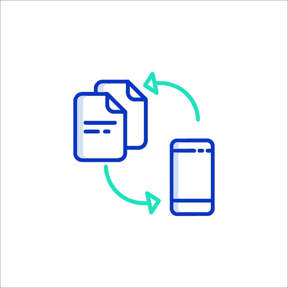 A phone and a document are connected to each other vector