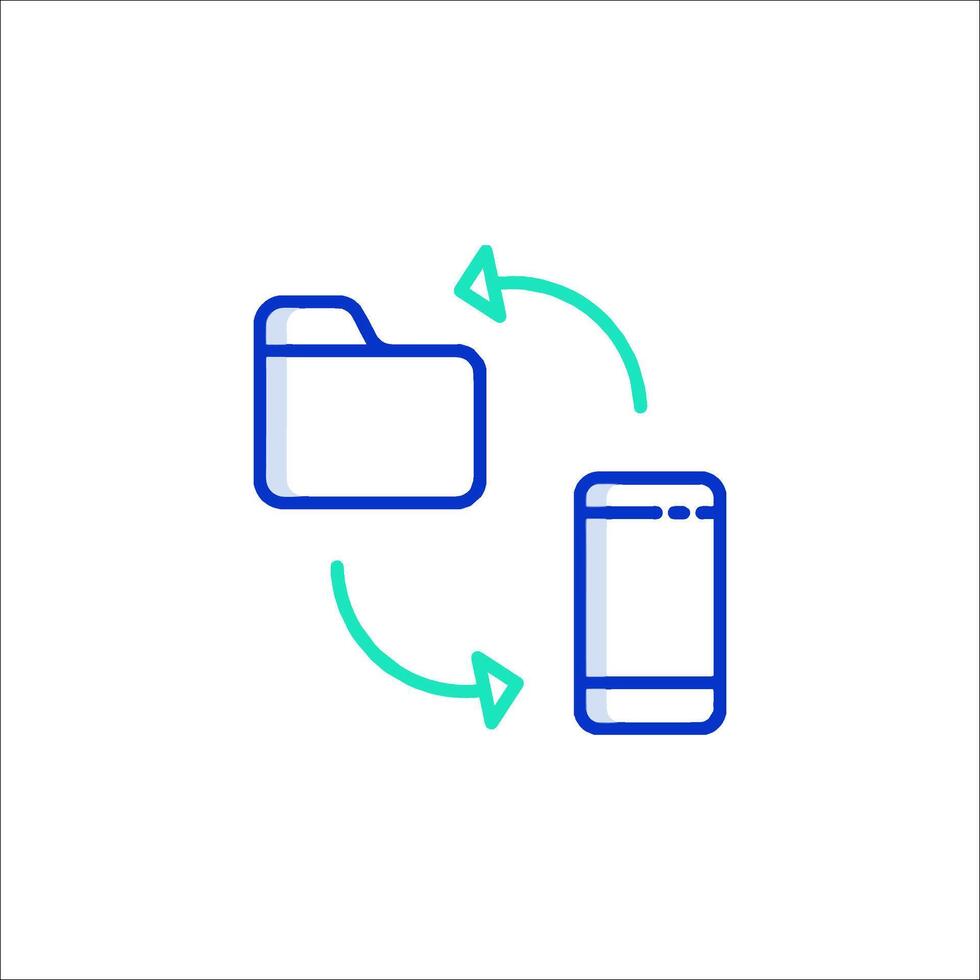 A phone and a folder are connected to each other vector