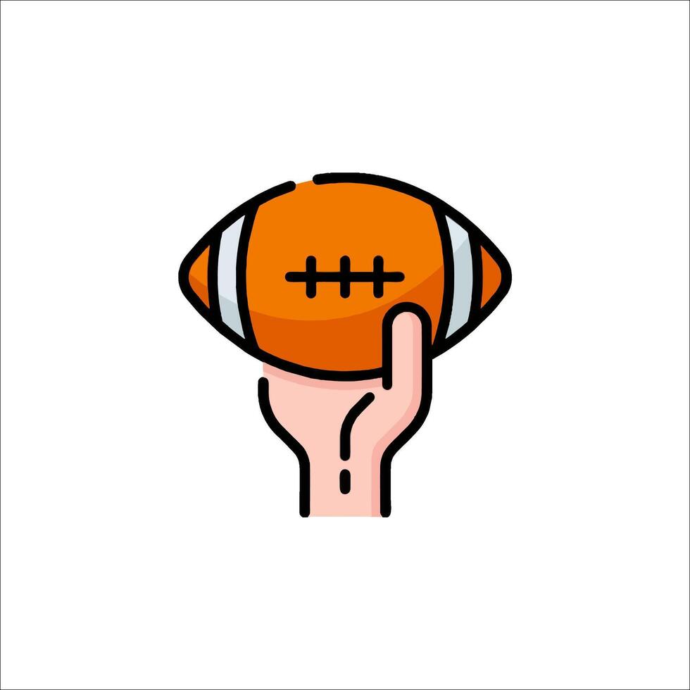 Football ball in hand icon isolated on white background vector